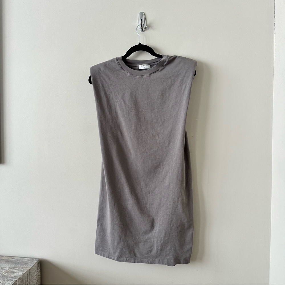 Aritzia-Babaton Shoulder Pad Mini Dress In Pewter Grey (Size:XS) - Picture 5 of 11